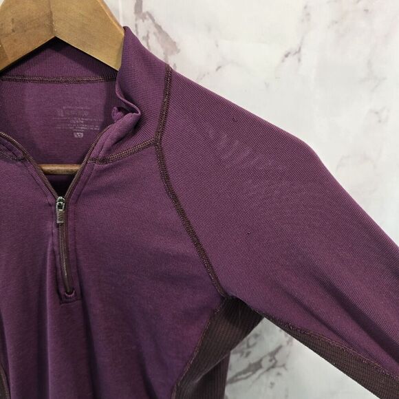 Patagonia Shirt Womens XS Burgundy Active Quarter Zip Long Sleeve Crop - Picture 10 of 11